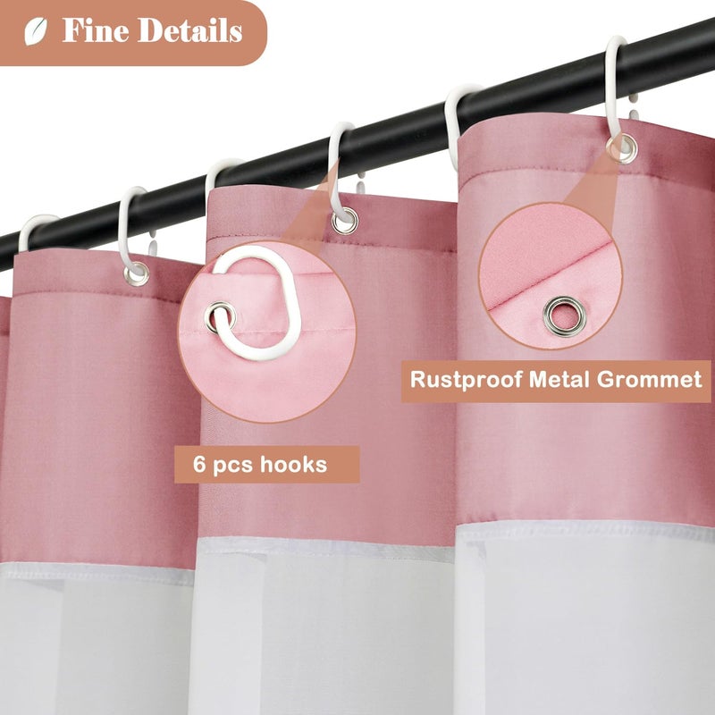 UFRIDAY Pink Shower Curtain Decorative Polyester Fabric Shower Curtain for Bathroom with Sheer Window Set 72 x 72 Inch for Girls Woman Lady,Light Pink - Image 3